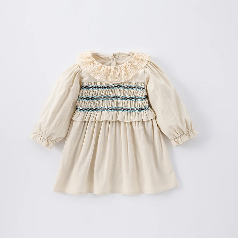 thumbnail image 1 of Korean Style Girls' Princess Dress 0-6Y 2025 Spring Cute Lace Peter Pan Collar Kid's A-Line Dress Baby Children's Clothing, 1 of 6