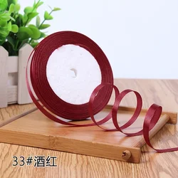 Luxurious Silk Satin Ribbon - 25 Yards of 6mm Decorative Elegance for Crafts & Gift Wrapping (Wine red)