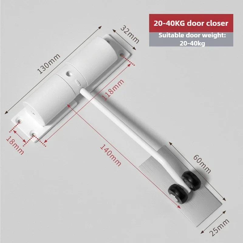 Automatic Adjustable Closer Surface Mounted Automatic Heavy Duty Safety Spring Closer for Interior Exterior Door 1 Set