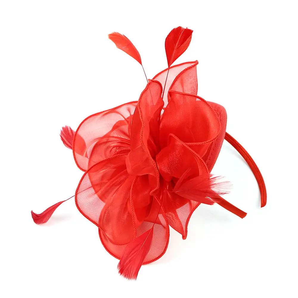Top Hut Royal Ascot Rennen Blume Mesh Stirnband Fascinator Hüte Headwear Cocktail Tee Party Feder Blume Stirnband – Detail 4
