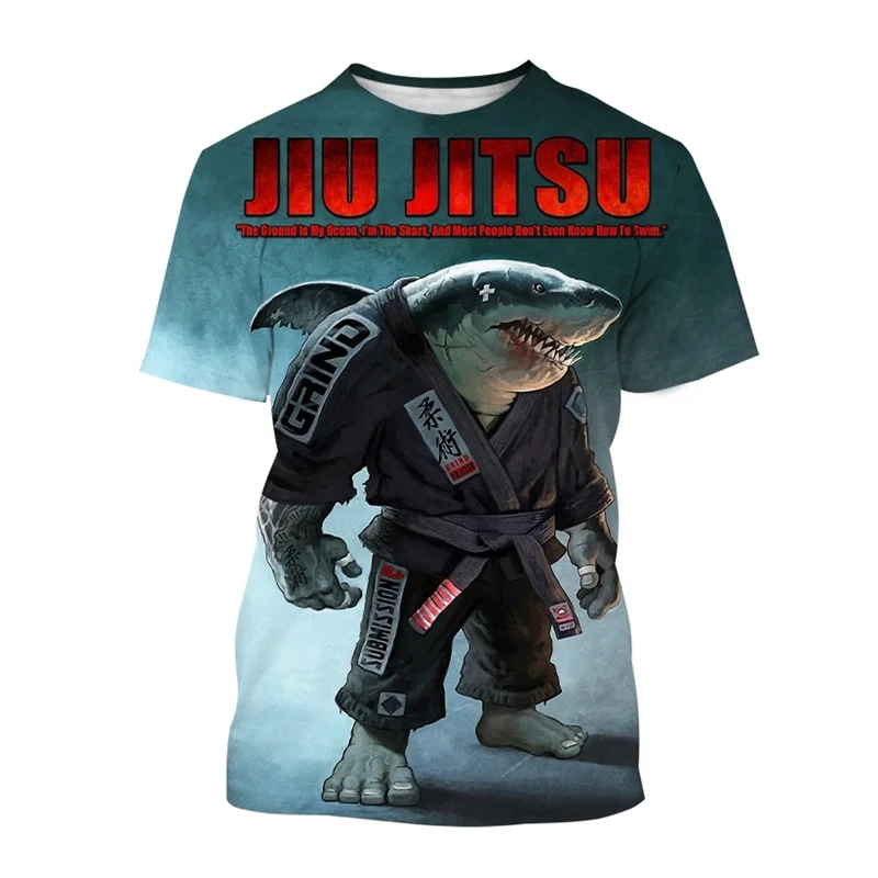 

Fashion Short Sleeve Brazilian Jiu-jitsu Tough Guy Animal T-shirt Men's Jiu-jitsu Enthusiast Streetwear Sports Top Tee Clothing