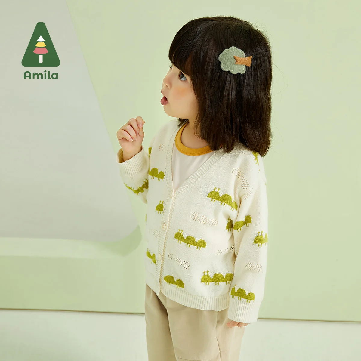 Amila Baby Cardigan Spring New 100% Cotton Long Sleeves Sweater Top Children Clothing Boys Girls Knitted Wear