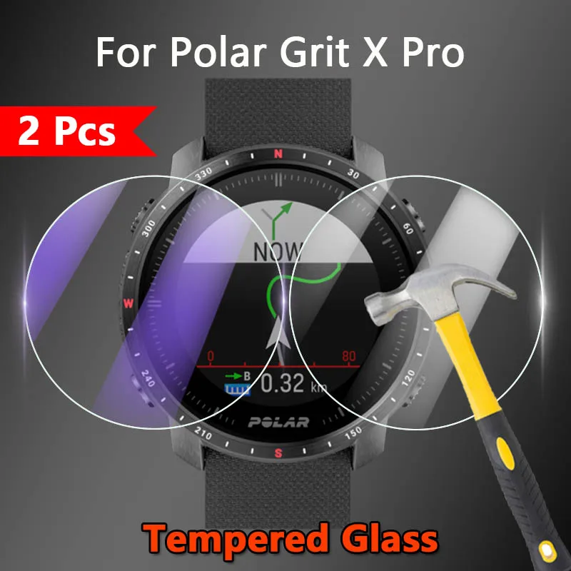2 Pezzi Per Polar Grit X Pro Smart Watch 2.5D Slim Hd Clear / Anti Purple Light 9H Pellicola Proteggi Schermo In Vetro Temperato