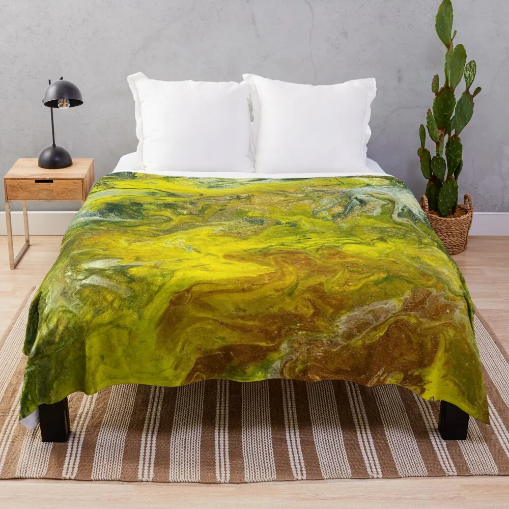 

Yellow, Green, Silver and Red pour painting. Throw Blanket Comforter Travel warm winter heavy to sleep Heavy Blankets