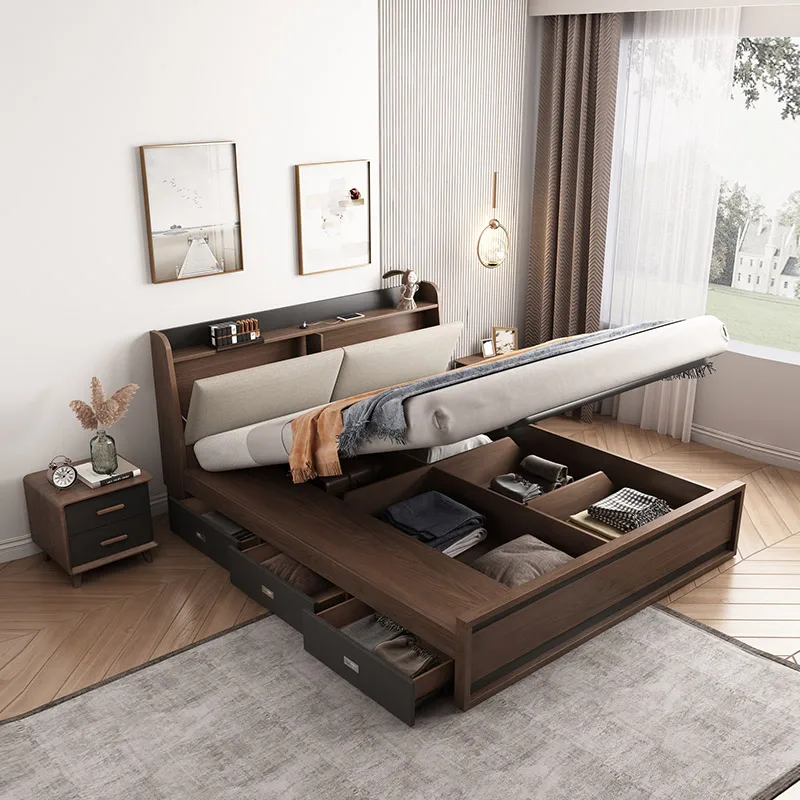 Meubles de chambre à coucher, tête de lit haute, lit King Size moderne, ensembles de chambre à coucher de luxe 1 Meubles de chambre à coucher, tête de lit haute, lit King Size moderne, ensembles de chambre à coucher de luxe 1