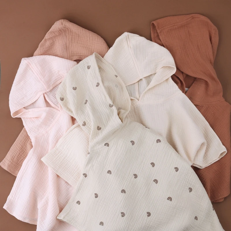 Soft Cotton Baby Bath Towel Kids Hooded Towel for Newborn to 1 2 3 Years Old Infant Robe Skin-Friendly Children Bathrobe 74*68cm