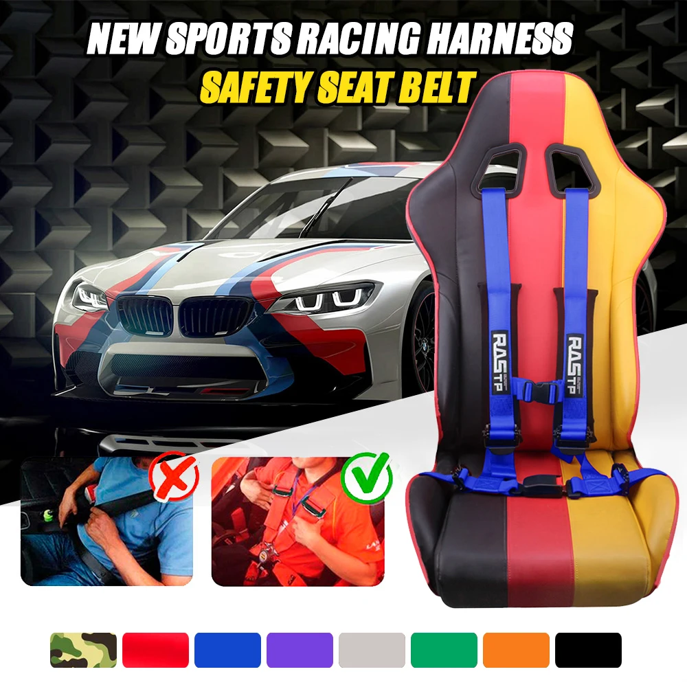 ZSRacing 2 4 포인트 퀵 릴리스 볼트 장착 레이싱 안전 벨트 고급 스트랩 나일론 스폰지 벨트 안전 하네스 BAG091