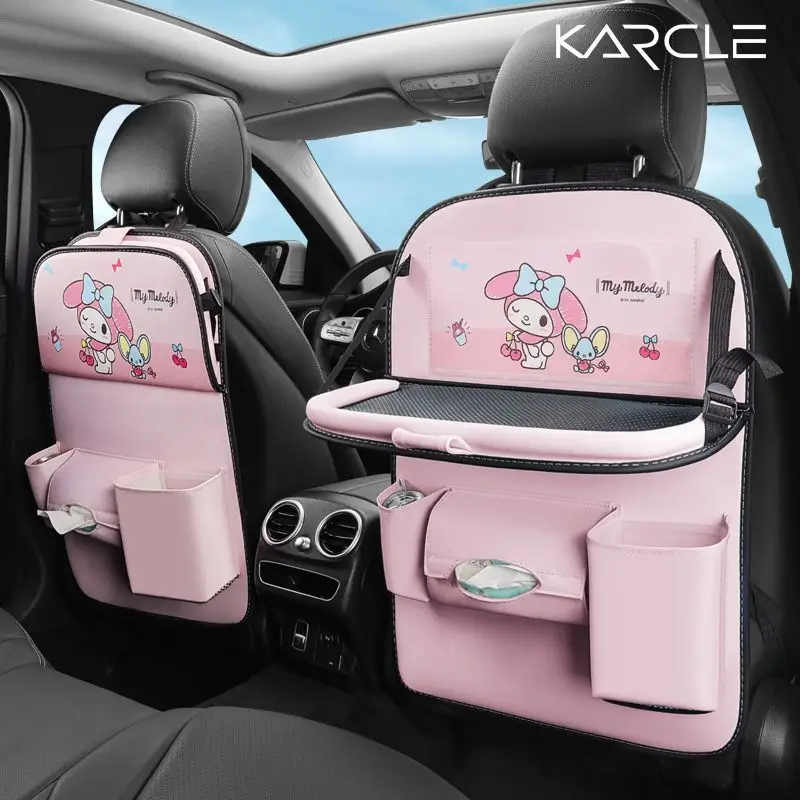

2024 Sanrio Kawaii Car Seat Small Table Storage My Melody Cinnamoroll Cartoon Children Multifunctional Car Decoration Cute Gift
