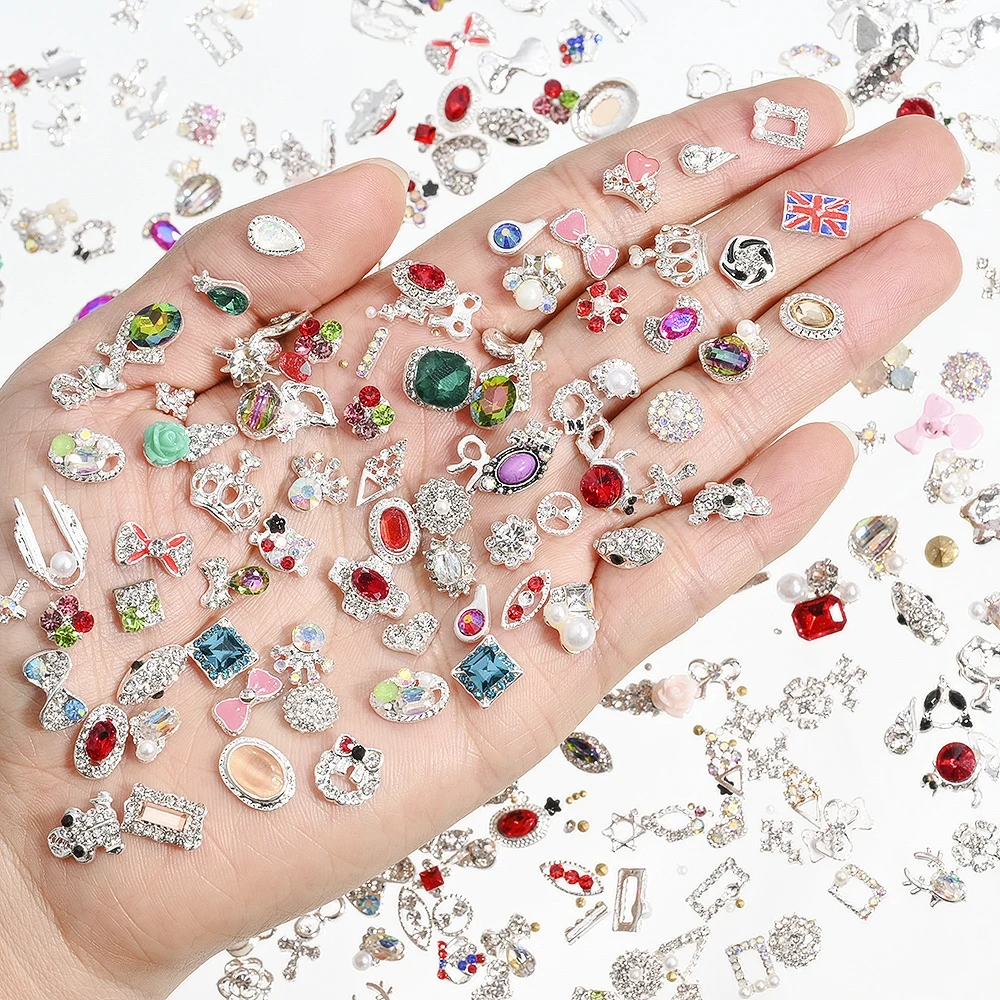 ジェル・パーツ　まとめ売り 50Pcs Wholesale Luxury Zircon Nail Charms Metal Gold Parts