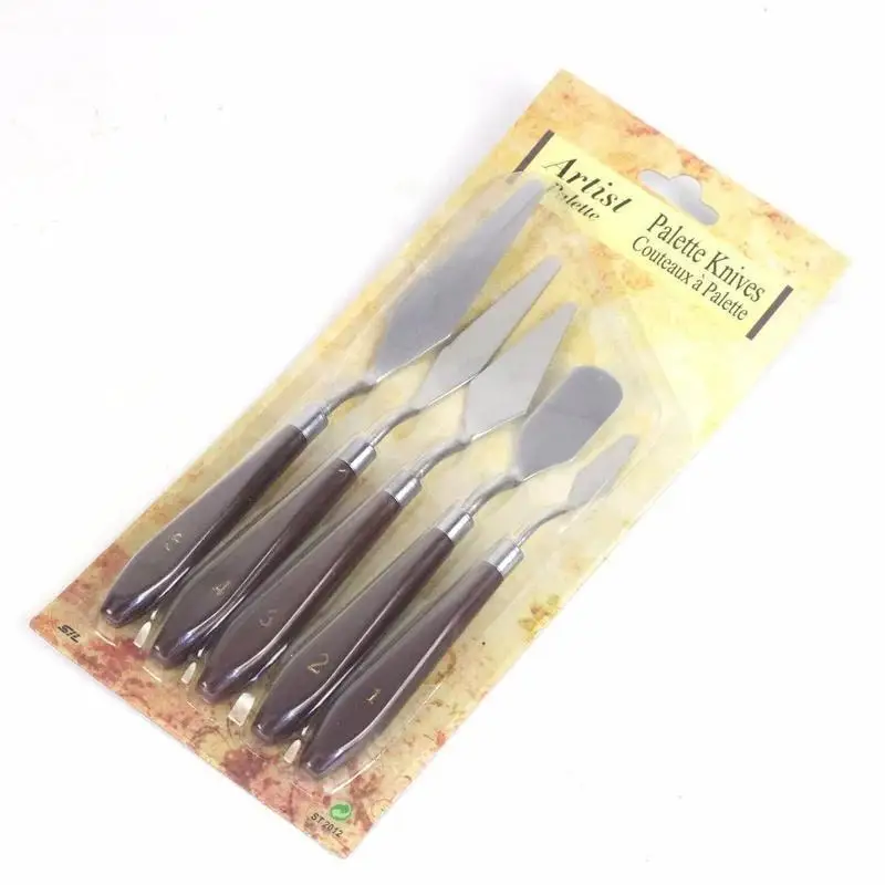 5Pcs/Set Oil Painting Scraper Palette Knife Watercolors Fine Acrylic Gouache Paint Spatula Pick Color Mixing Tools Art Supplies