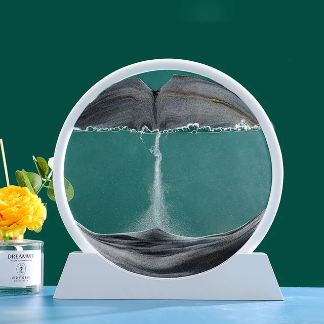 3D Moving Sand Art Picture Round Glass Deep Sea Sandscape Hourglass Quicksand Craft Flowing Sand Painting Office Home Decor Gift 17