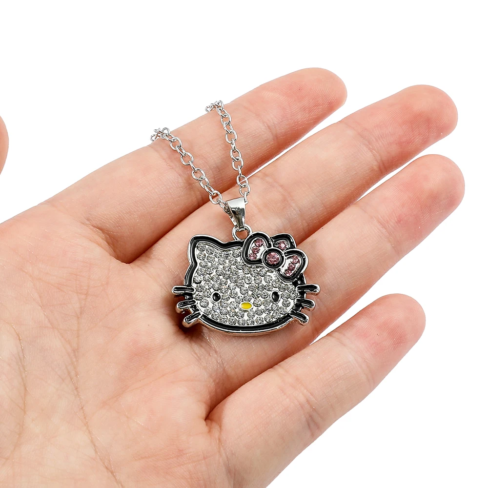 Sanrioes Hello Kitty Necklace Cartoon Figure Hello Kitty Pendant Neck Chain Anime Figure Toys Accessories Gifts