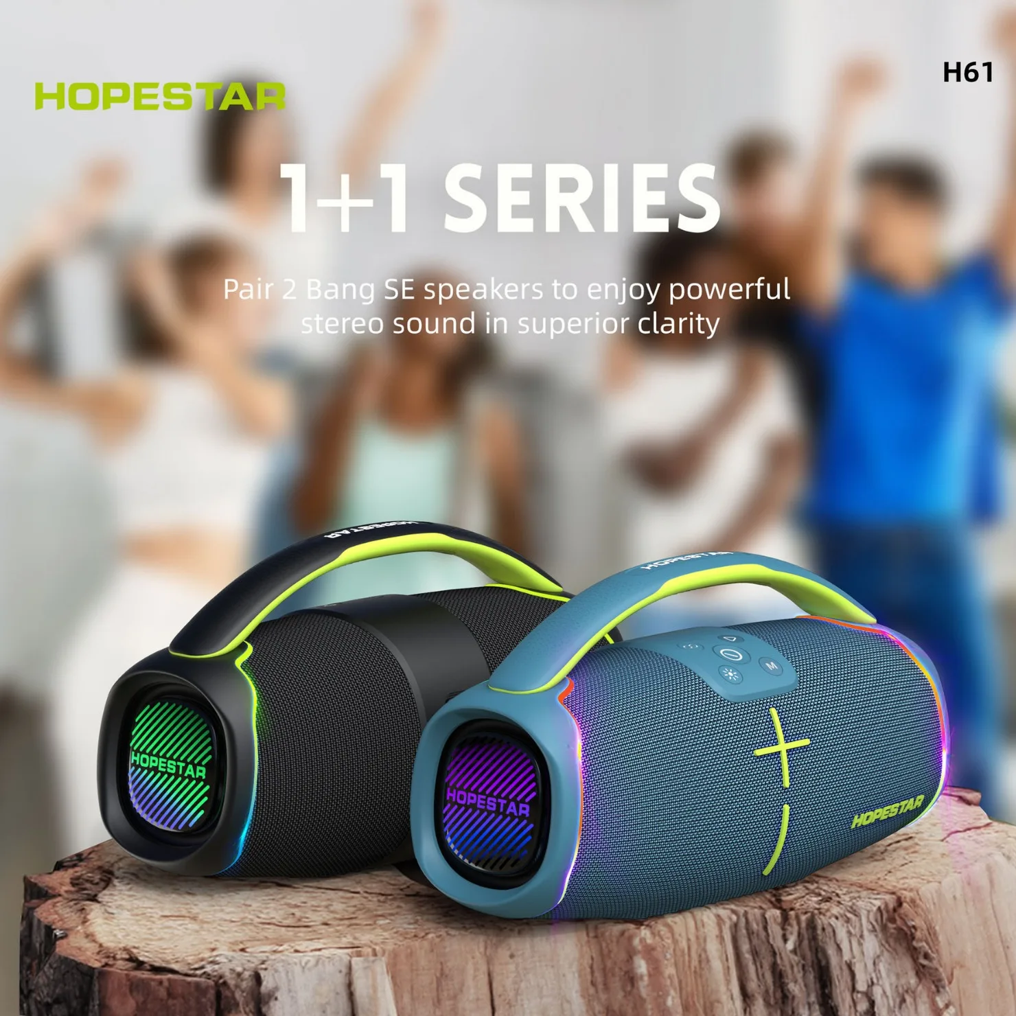 HOPESTAR H61 휴대용 블루투스 스피커, 야외 방수 서브우퍼, 위대한 전쟁 신 스피커, 고출력