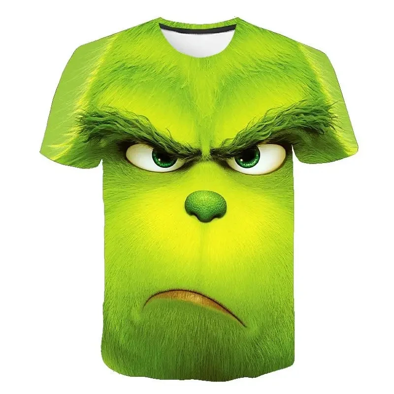 

Disney Cartoon Grinch summer boys and girls T-shirt street casual O-neck gift tops outdoor sports boys and girls T-shirt