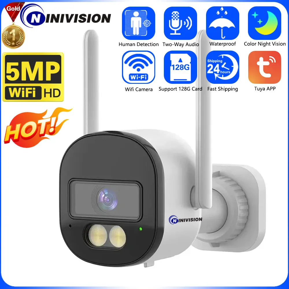 Tuya 5Mp Hd Wifi Telecamere Bullet Camera Pir Motion Detection Ir Visione Notturna Colorata Funziona Con Smart Home Ootdoor E Monitor Per Interni