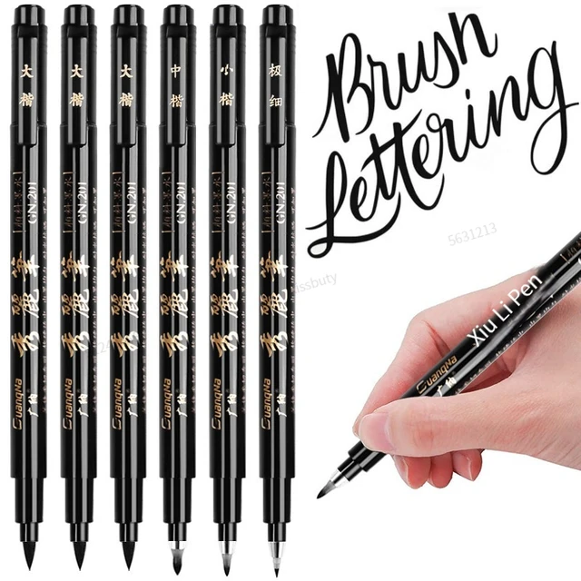 GN 4Pcs Calligraphy Pen Hand Lettering Art Pens Brush Ink Lettering Pens Markers for Writing Drawing Black Ink Pens Art Marker 1
