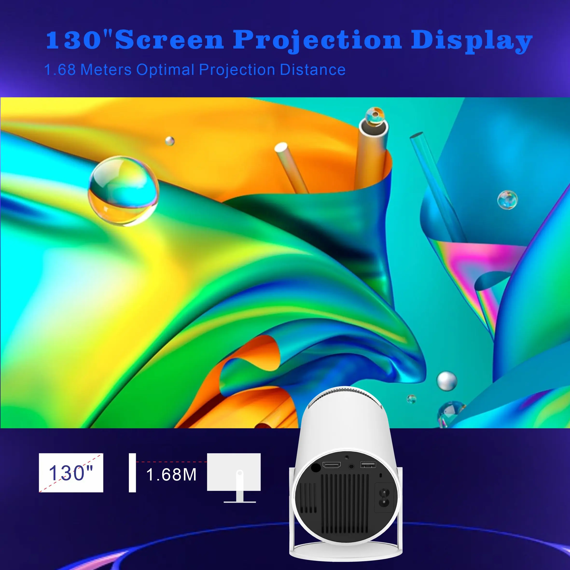 4K WiFi HD Overseas Android 11 Version 5G Bluetooth Portable Home Mini Projector