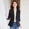 High-End Coffee Suit Jacket Ladies Blazer Tops 2024 New Spring Autumn Leisure Coat 1 Button Slim Suit Coat Casaco Feminino 6