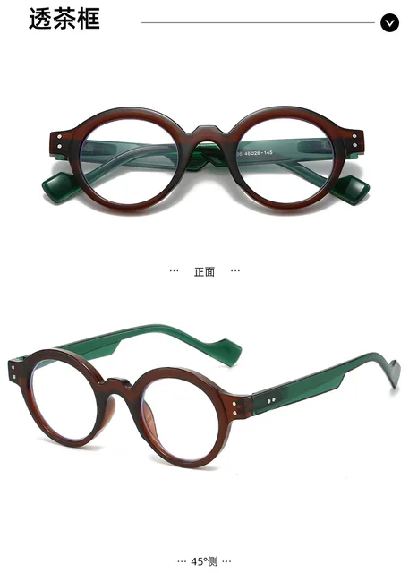 Gafas de lectura de moda con montura redonda retro fabricadas en resina ultraligera, adecuadas tanto para hombres como para mujeres. 5
