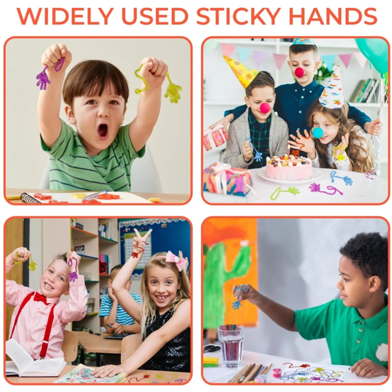 Funny Sticky Hands Toy para crianças, Elastic Sticky Squishy Slap, Novidade Presente, Birthday Party Favors Supplies, 100-1Pc