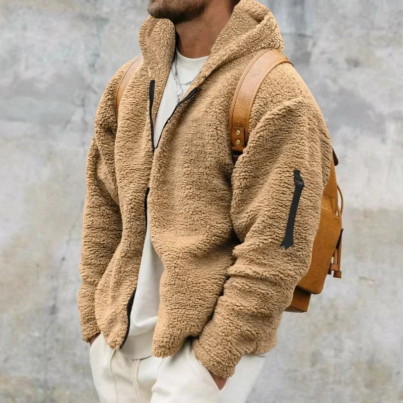 Veste En Peluche Pour Homme - Cardigan Décontracté - Avec Fermeture éclair - Veste Polaire - Veste De Survêtement Fine - Veste D'hiver - Veste D'extérieur Respirante - Tailles S à 3XL