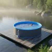 Piscine murale ronde en acier 350 x 90 cm grise avec skimmer et pompe filtrante, piscine hors-sol pour jardin et terrasse, piscine familiale pour adultes et enfants, ensemble piscine pour l'été et la détente en plein air, piscine de jardin pour la maison 2