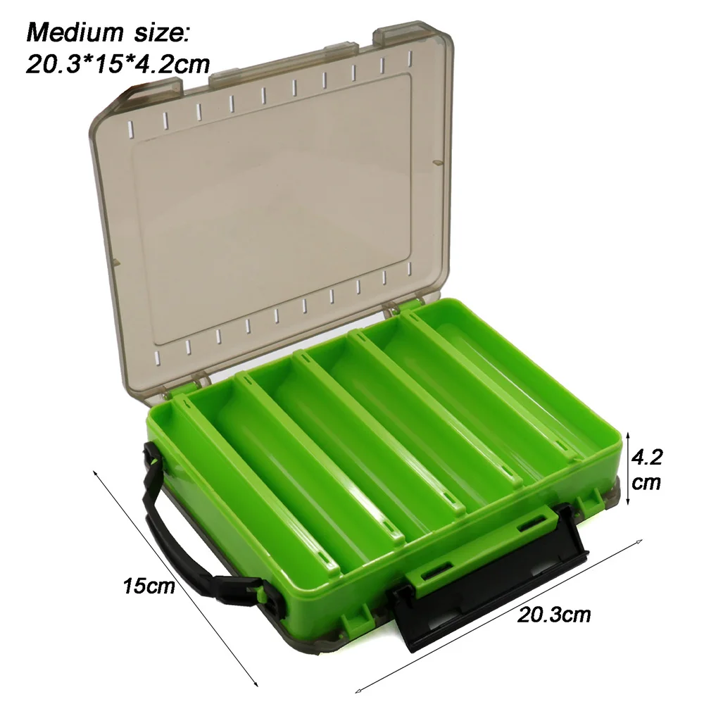 thumbnail image 1 of Cajas de aparejos de pesca extra grandes, contenedor de cebo de doble capa, almacenamiento portátil de señuelos, caja de herramientas con múltiples compartimentos, estuche de plástico, 1 of 5
