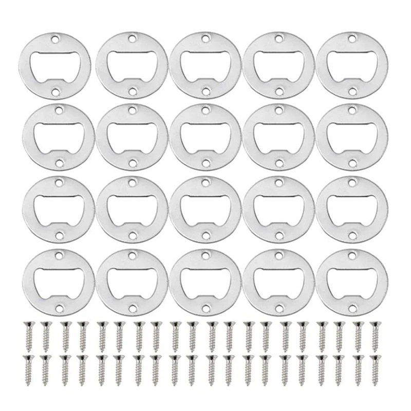 Bottle Opener Insert Kit,20 Set Round Inset Bottle Opener Kit For Diy