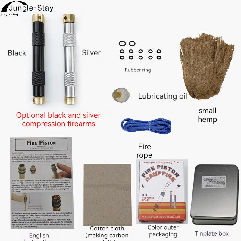 Ottone Metallo Fuoco Pistone Esterno Emergenza Tubo Antincendio Campeggio Strumento Di Sopravvivenza Rilevatore Di Incendio Aria Compressa Pratico Str