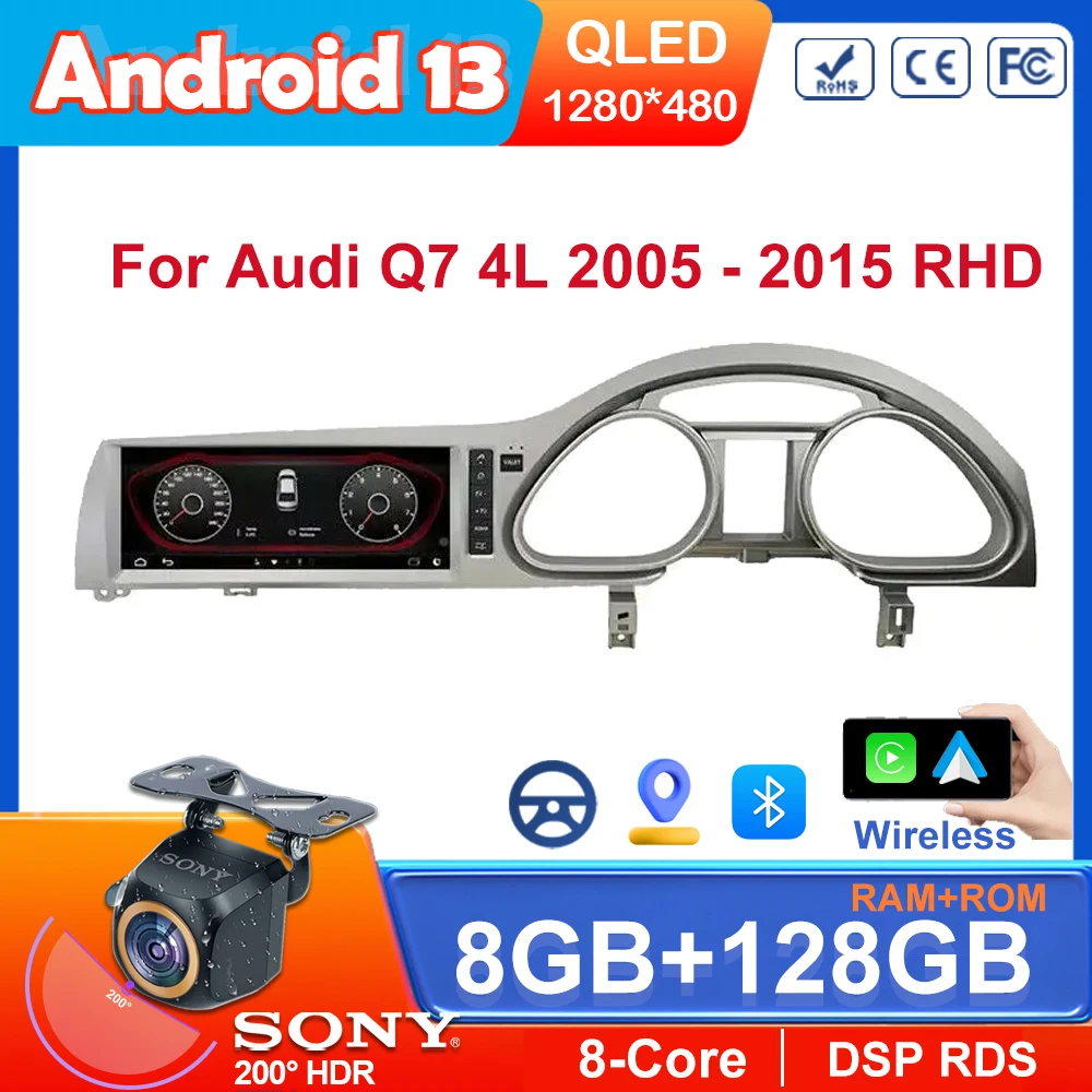 10,25 дюймов для Audi Q7 4L 2006 ~ 2015 RHD Android 13 IPS сенсорный экран автомобильные аксессуары мультимедиа Carplay мониторы радио плеер