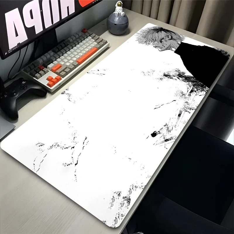 Mouse Pad Office PC Gaming Accessories Keyboard Rug Laptop Kaneki Ken Black And White Mousepad Japan Anime Tokyo Ghoul Desk Mat 5