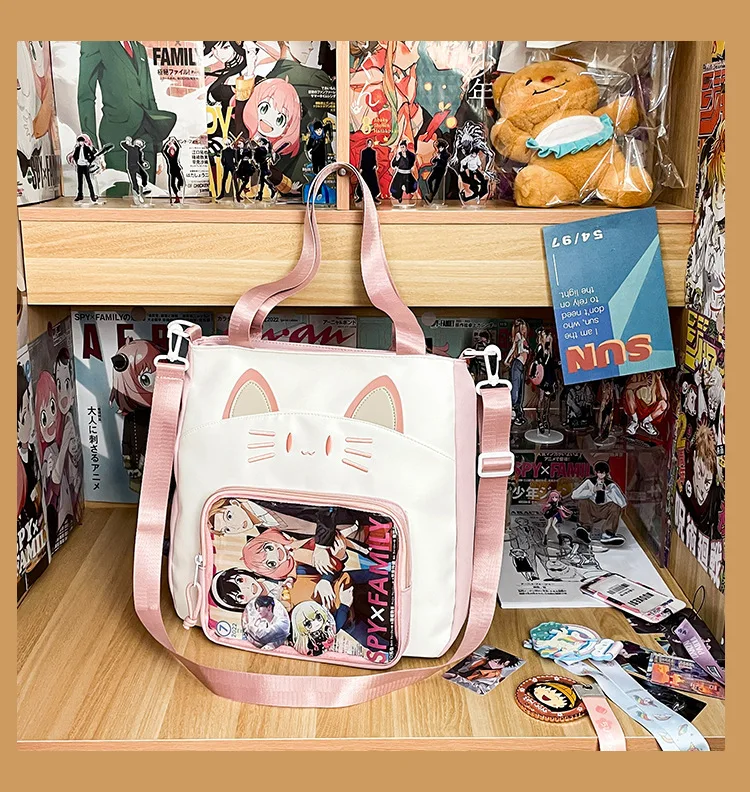 Y2K Nette Katze Ita Schulter Tasche Große Kapazität Frauen Casual Umhängetasche Kawaii Mädchen Transparente Tasche DIY Display Nylon Handtasche – Detail 40