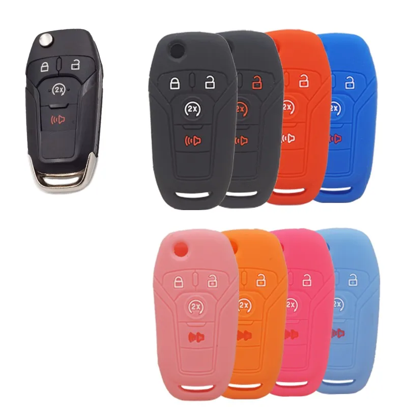 Xinyuexin 실리콘 키 커버 FOB 케이스 포드 퓨전 2013-2015 Fiesta Mustang F150 F-15 원격 키 홀더 보호 자동차 액세서리