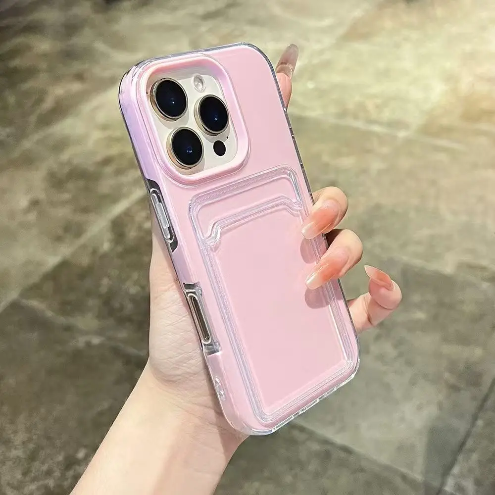 Für iPhone 18 17 Pro Max 16 15 14 13 12 11 Hülle Luxus 2-in-1 Kartenetui Bonbonfarben-Cover für iPhone Air 16 Plus Karten-Einsatz Fundas