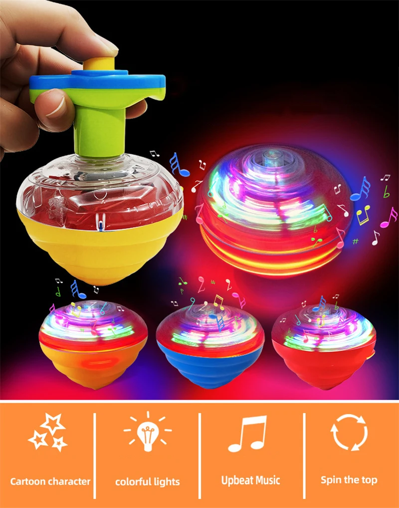 Simulation Conch Blinkende Kreisel Gyro Leuchten Spielzeug Kinder LED Musik Gyroskop Launcher Rotierenden Spaß Geburtstag Party Gefälligkeiten – Detail 1