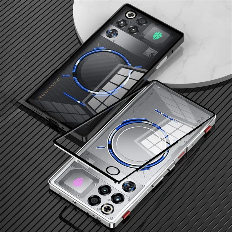 Aluminium Alloy Metal Frame Bumper + Tempered Glass Phone Back Cover
