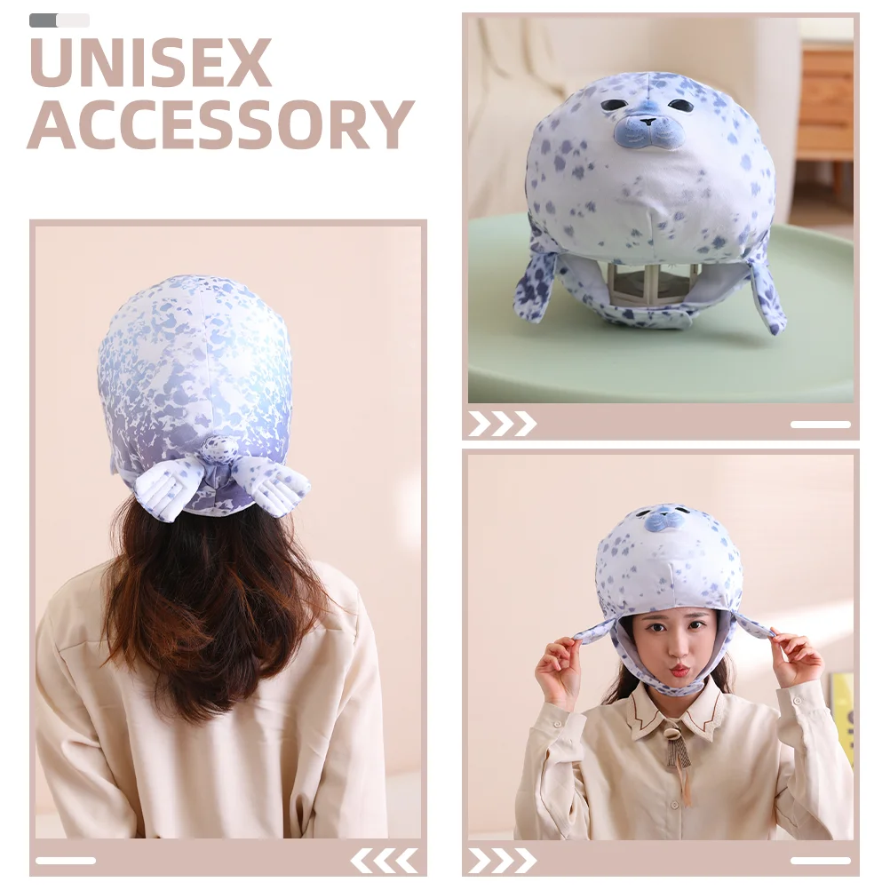 Seal Head Hat Women Hats Scene Stuffed Headgear Decorative Funny Costume Headwear Printing