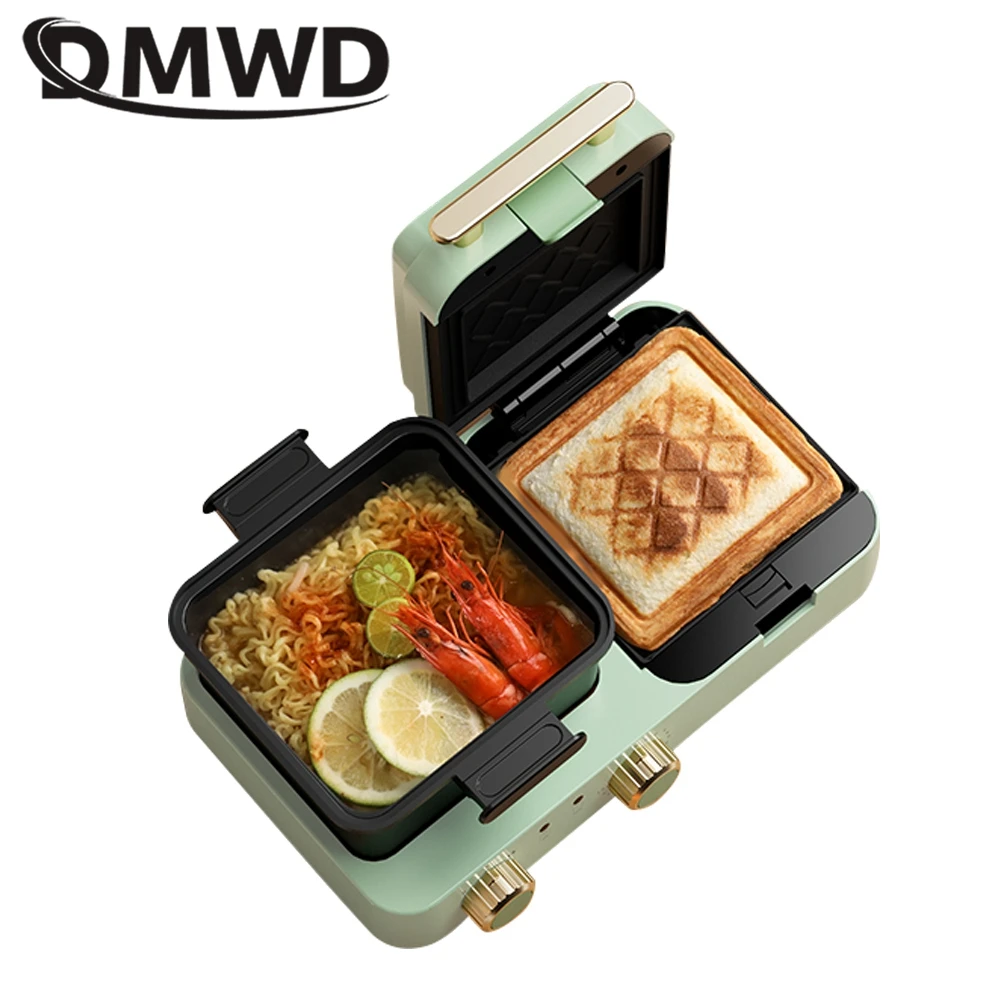 DMWD 4 in 1 Household Breakfast Machine 1.2L Electric Hotpot Boiling Pot Sandwich Maker Food Steamer Frying Pan Bread Toaster 3