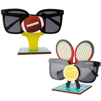 창의적인 나무 럭비 안경 보관 장식, 교실 책상 장식, 사무실 책상 나무 공예품, 안경 디스플레이 스탠드