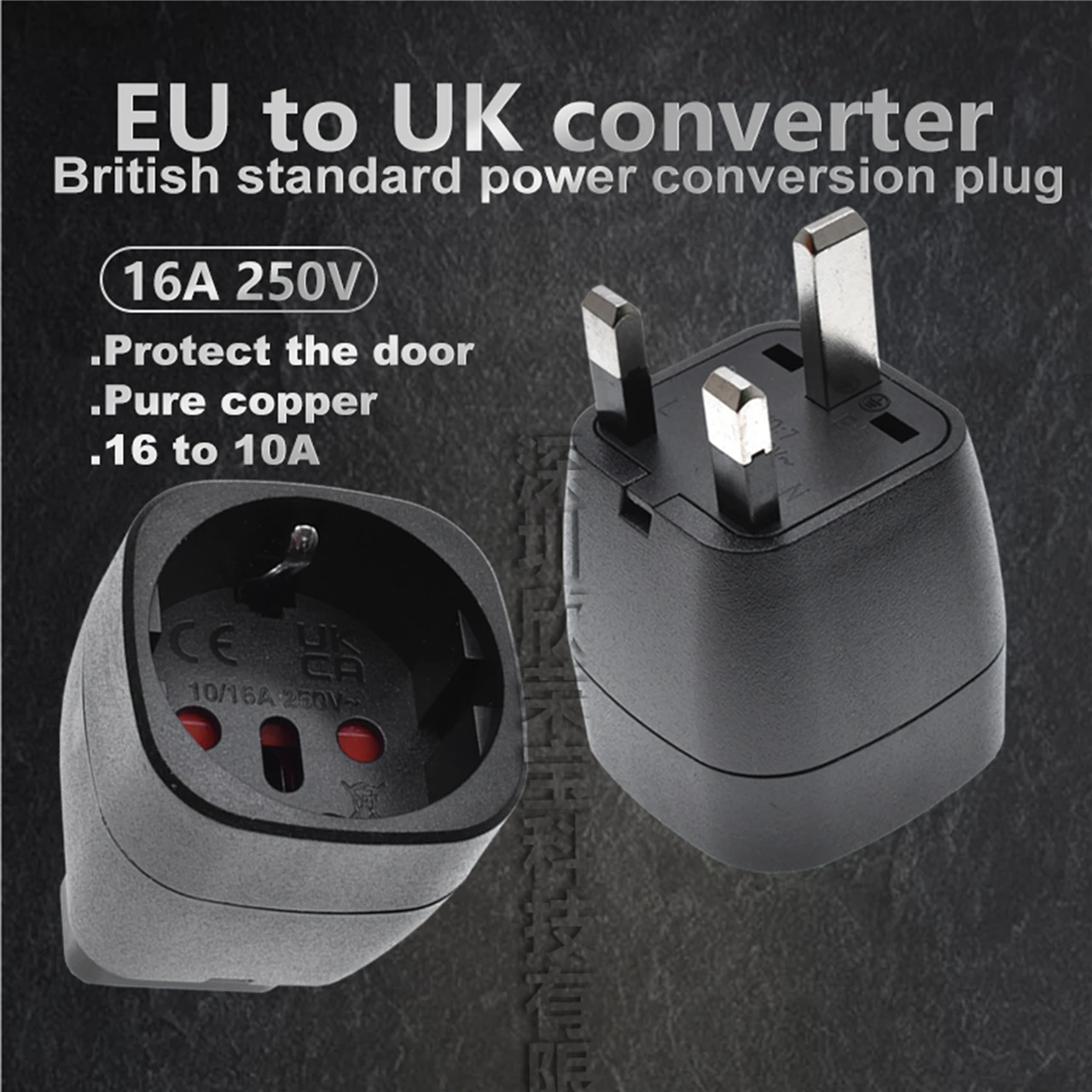 Universal EU to UK 3-Pin Plug Adapter Converter - Durable Travel Power Adapter