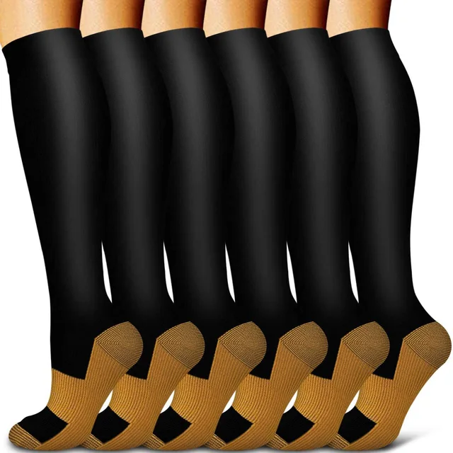 5/6 Pairs Men and Women Compression Socks Circulation Recovery Varicose Veins Nursing Travel Running Hiking Sports Socks 6 pairs-YY006