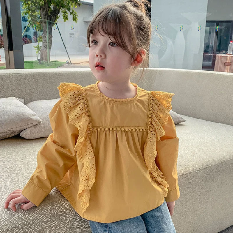 Girls Shirts for Kids Spring Autumn Long Sleeve Blouse Fashion Tops Korean Toddler Girl Clothes Fall New Children Costume 2-7Yrs kids shirts