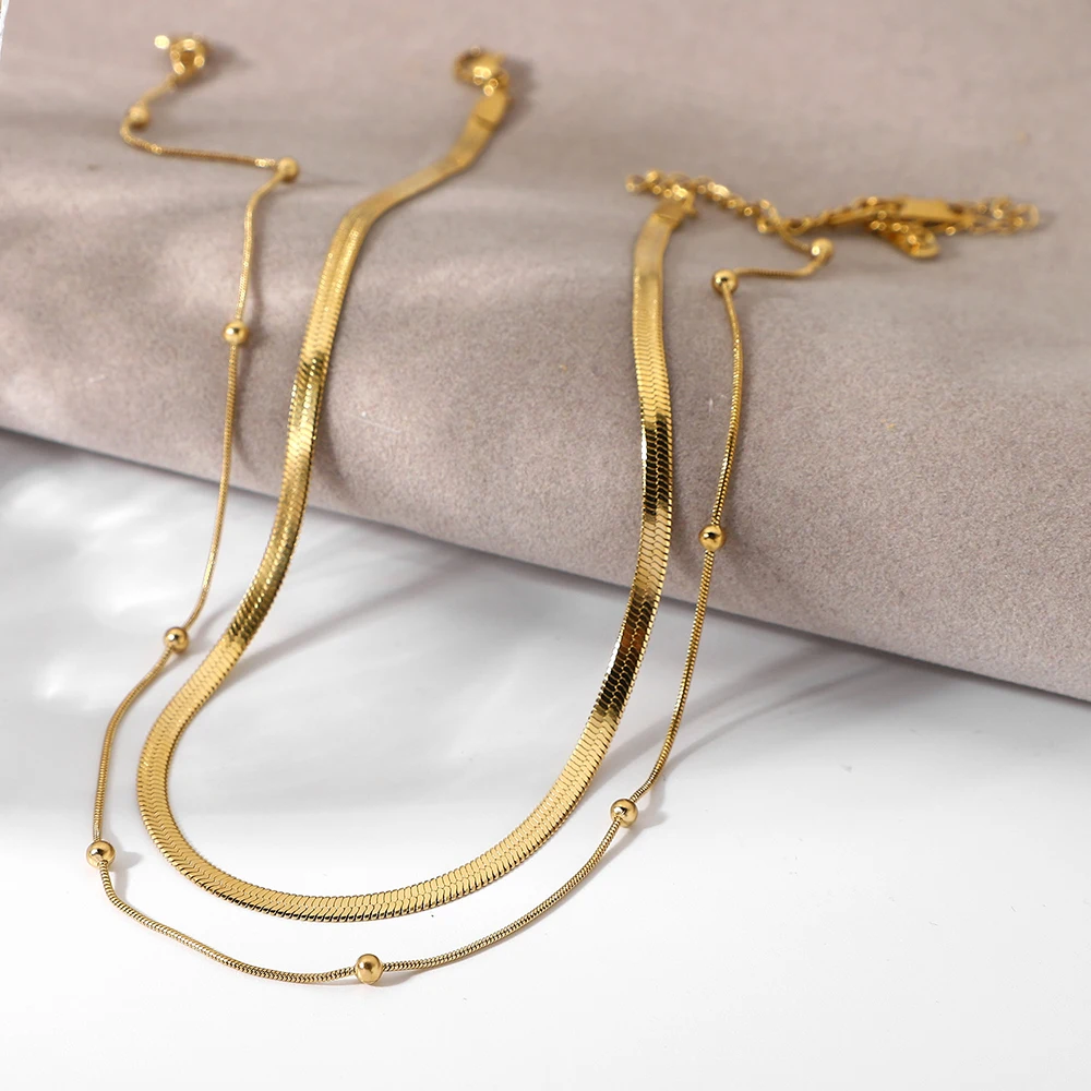 Luxuriöse 14K Vergoldete Mehrschichtige Halskette Mit Runden Perlen Für Damen, Tägliches Tragen, Anlaufgeschützter, Wasserfester Edelstahl-Schmuck S25Fd5Fa4Abe04Dec87C0F7C24A588D60C