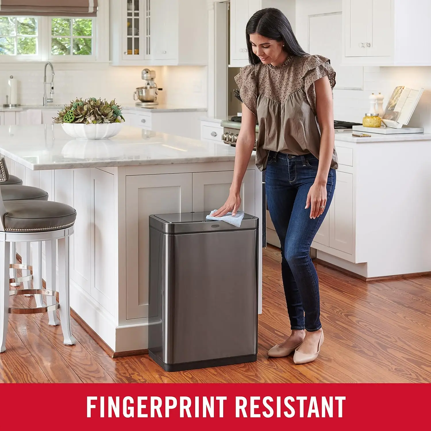 Elite Stainless Steel Sensor Trash Can for Home and Kitchen, Batteries Included, 12.4 Gallon, Charcoal, for Home/Kitc 6