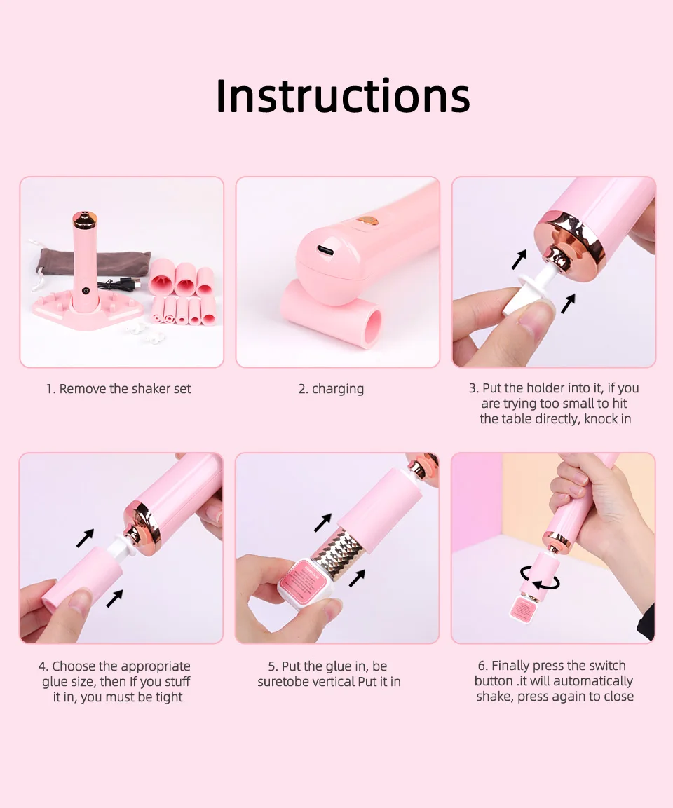Tragbare Wimpern Kleber Shaker USB Ladung Elektrische Wake-Up Gerät für Nagellack Tattoo Tinte Pigment Flüssigkeit Schütteln Wimpern kleber Werkzeug – Detail 13
