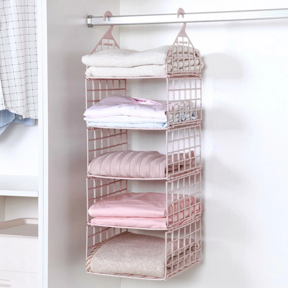 

2/3/4/5 Tier Foldable Hanging Closet Organisers Easy Installation Clothes Finishing Rack For Laundry Room