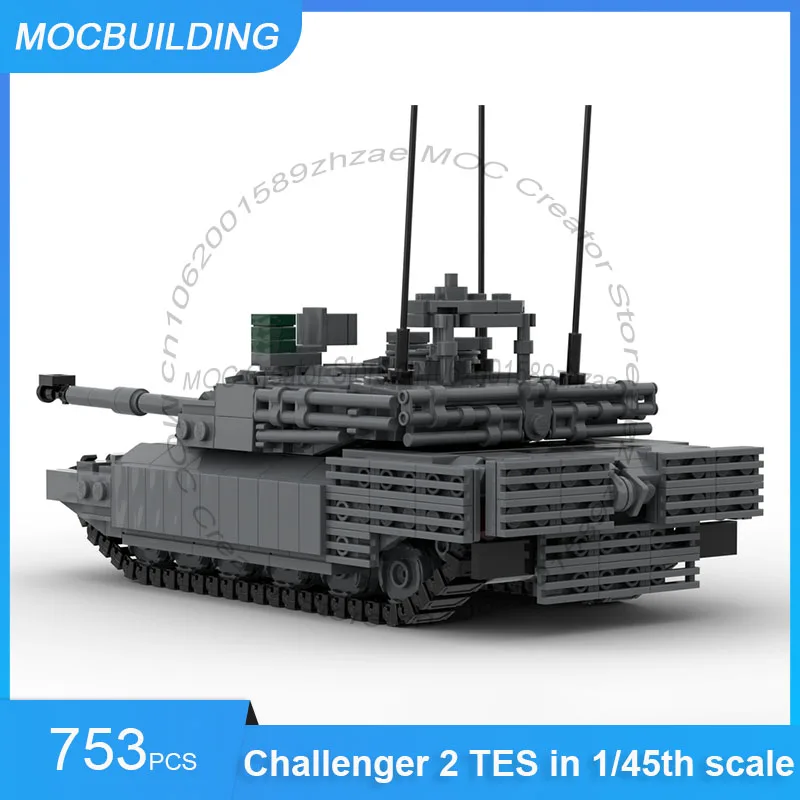 챌린저 2 TES 1/45 스케일 MOC 빌딩 블록 DIY 조립 브릭 탱크 모델 창의적인 전시 컬렉션 장난감 선물 753PCS