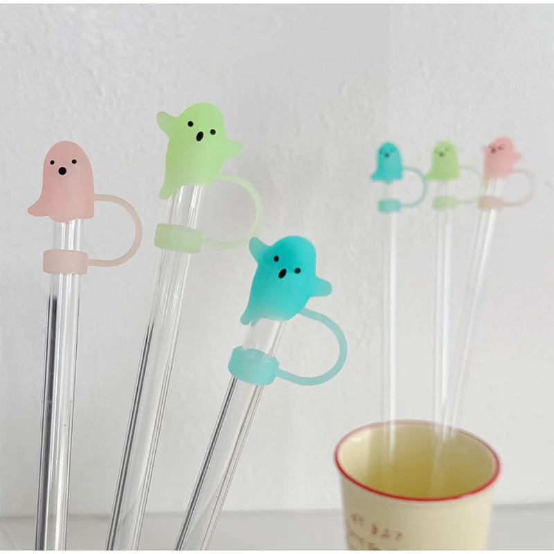 Silikon-Geister-Staubkappe für Stanley-Halloween-Thema, staubdichter Strohschutz, wiederverwendbarer Strohhalm-Abdeckung, Wasserbecher, Becher-Zubehör – Detail 3