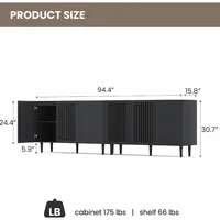 Modern Storage Cabinet, 94.4" Buffet Cabinet with 3 DIY Doors and Adjustable Shelf, Sideboard Coffee Bar Cabinet with Solid Wood 2