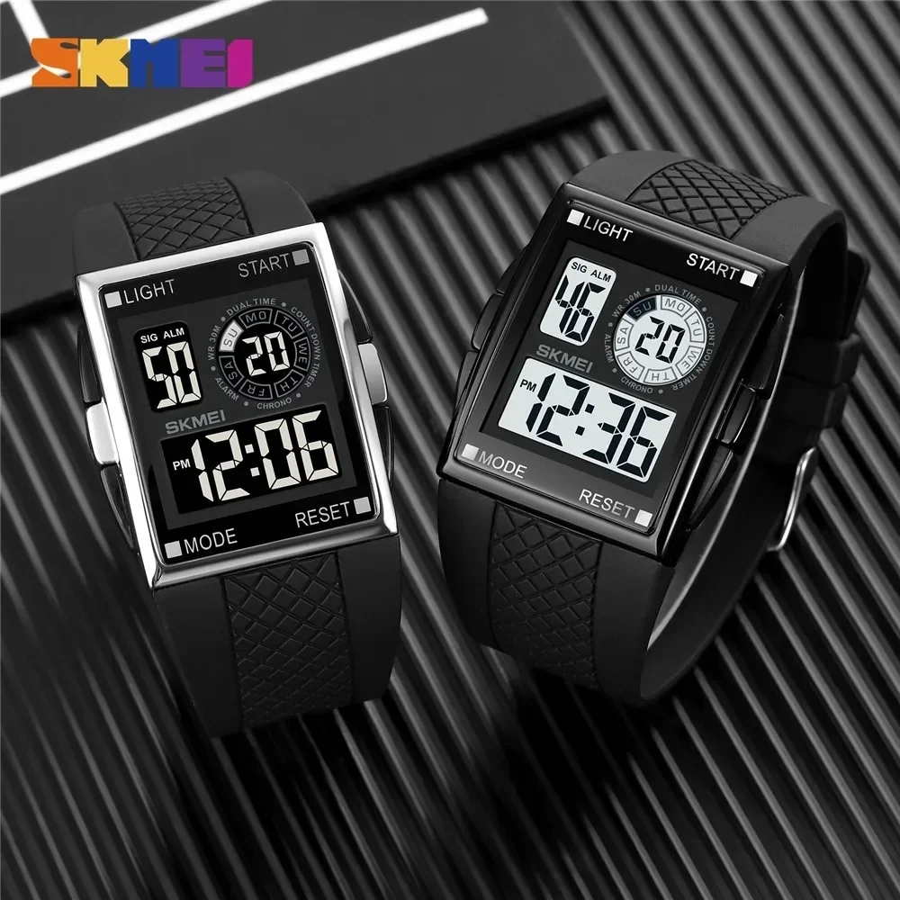 SKMEI 1967  reloj hombre Japan Digital movement Watch Mens military 3Bar Waterproof Countdown LED Light Electronic Wristwatches 3